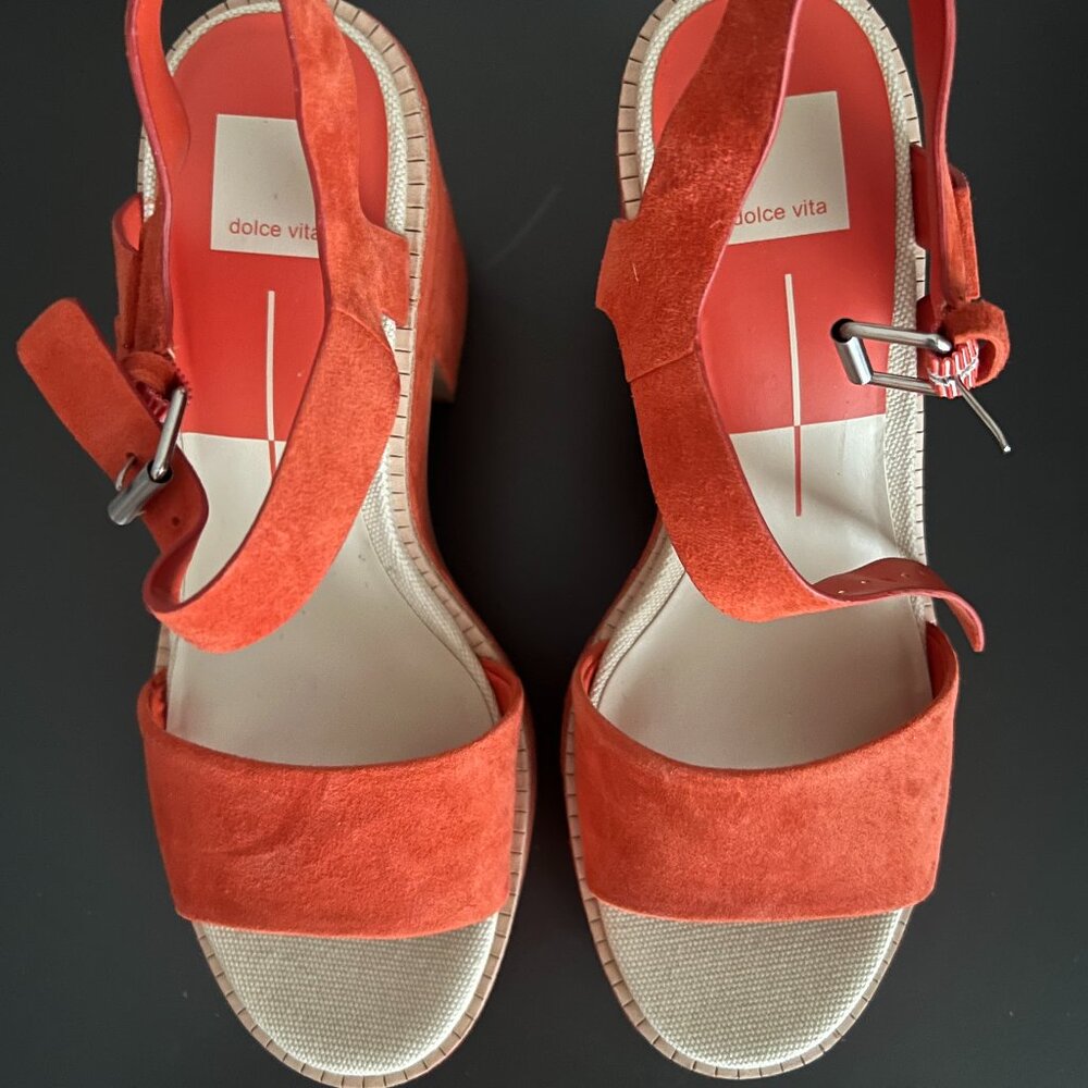 Dolce Vita Elly Platform Sandal - Persimmon Suede - size 9.5